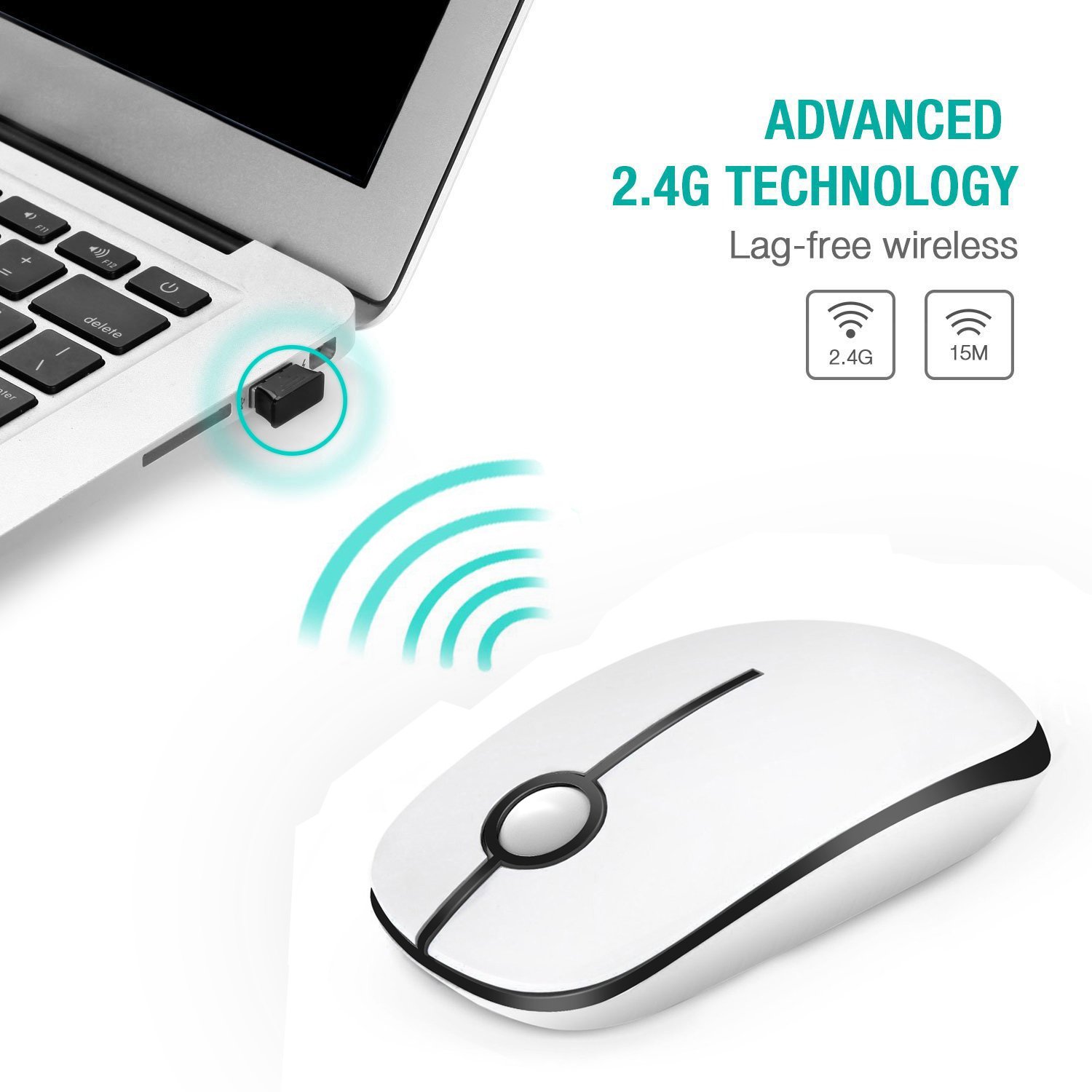 Foto 4 pulgar | Ratón Inalámbrico Vssoplor 2.4g Slim Portable Para Pc En Blanco Y Negro - Venta Internacional.