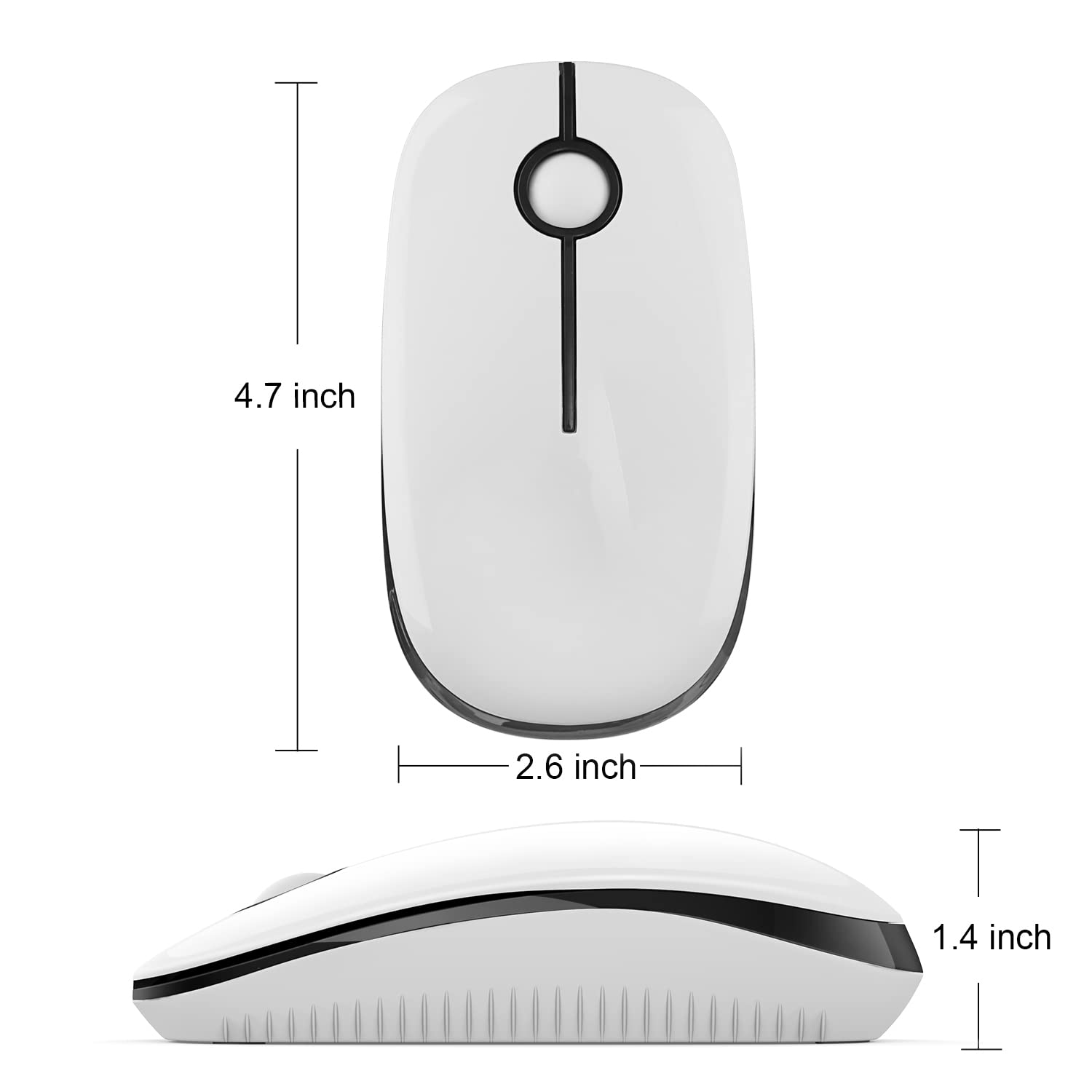 Foto 7 pulgar | Ratón Inalámbrico Vssoplor 2.4g Slim Portable Para Pc En Blanco Y Negro - Venta Internacional.
