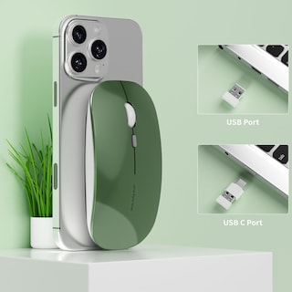 Foto 3 | Ratón Inalámbrico Uciefy Q5 Slim Recargable De 2 4 G Verde Negruzco - Venta Internacional.