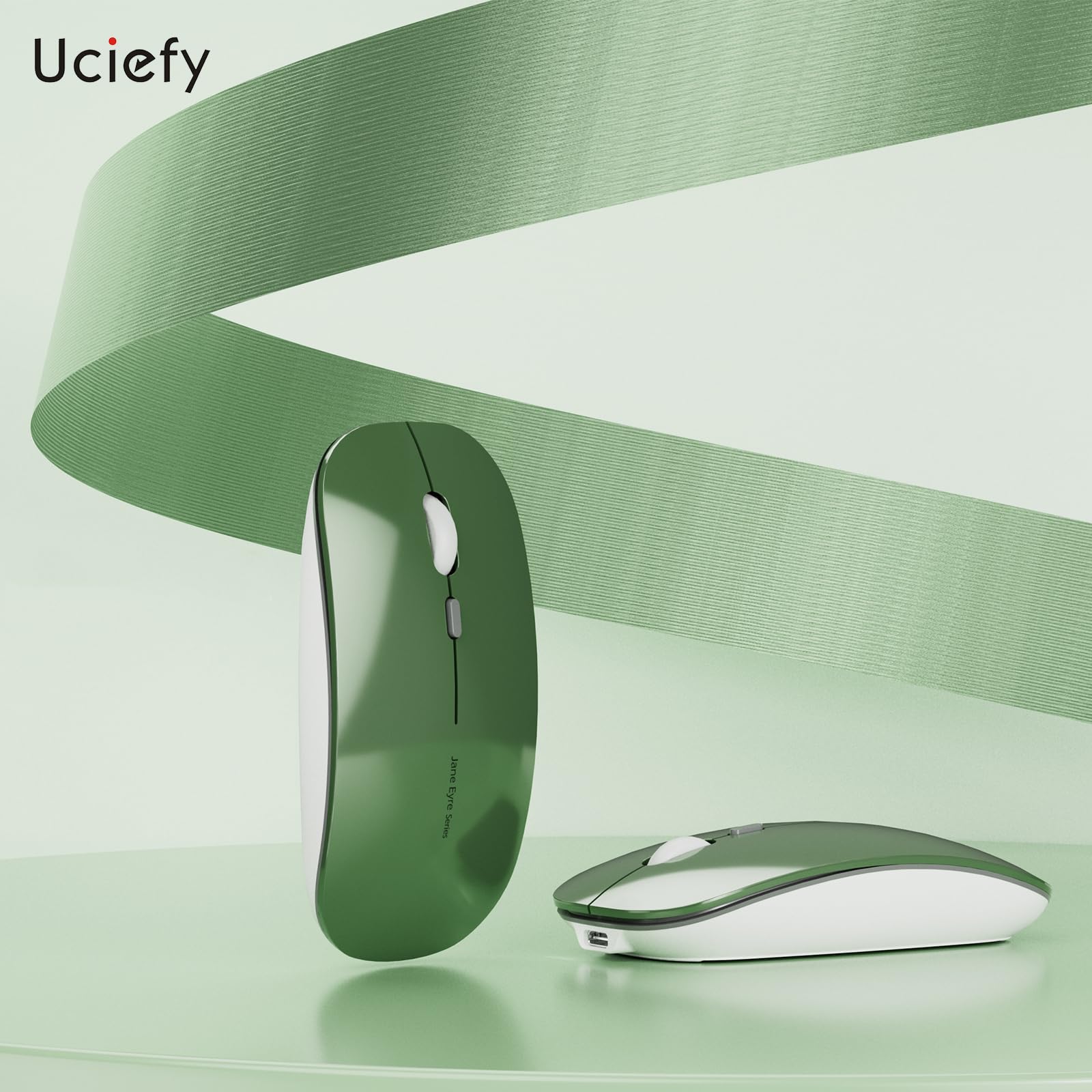 Foto 8 pulgar | Ratón Inalámbrico Uciefy Q5 Slim Recargable De 2 4 G Verde Negruzco - Venta Internacional.