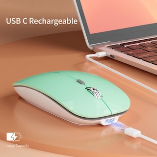 Foto 3 | Ratón Inalámbrico Uciefy Q5 Slim Recargable De 2 4 G Color Verde Menta - Venta Internacional.