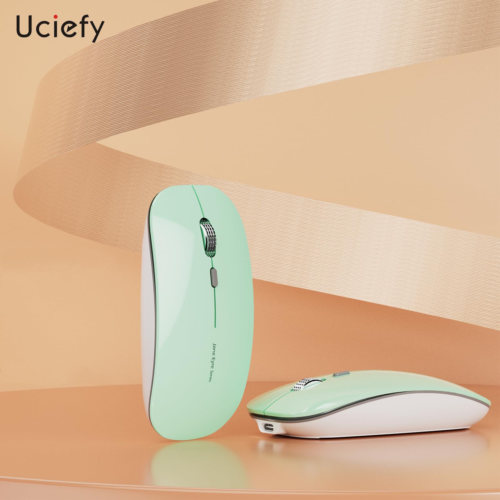 Foto 7 pulgar | Ratón Inalámbrico Uciefy Q5 Slim Recargable De 2 4 G  Color Verde Menta - Venta Internacional.