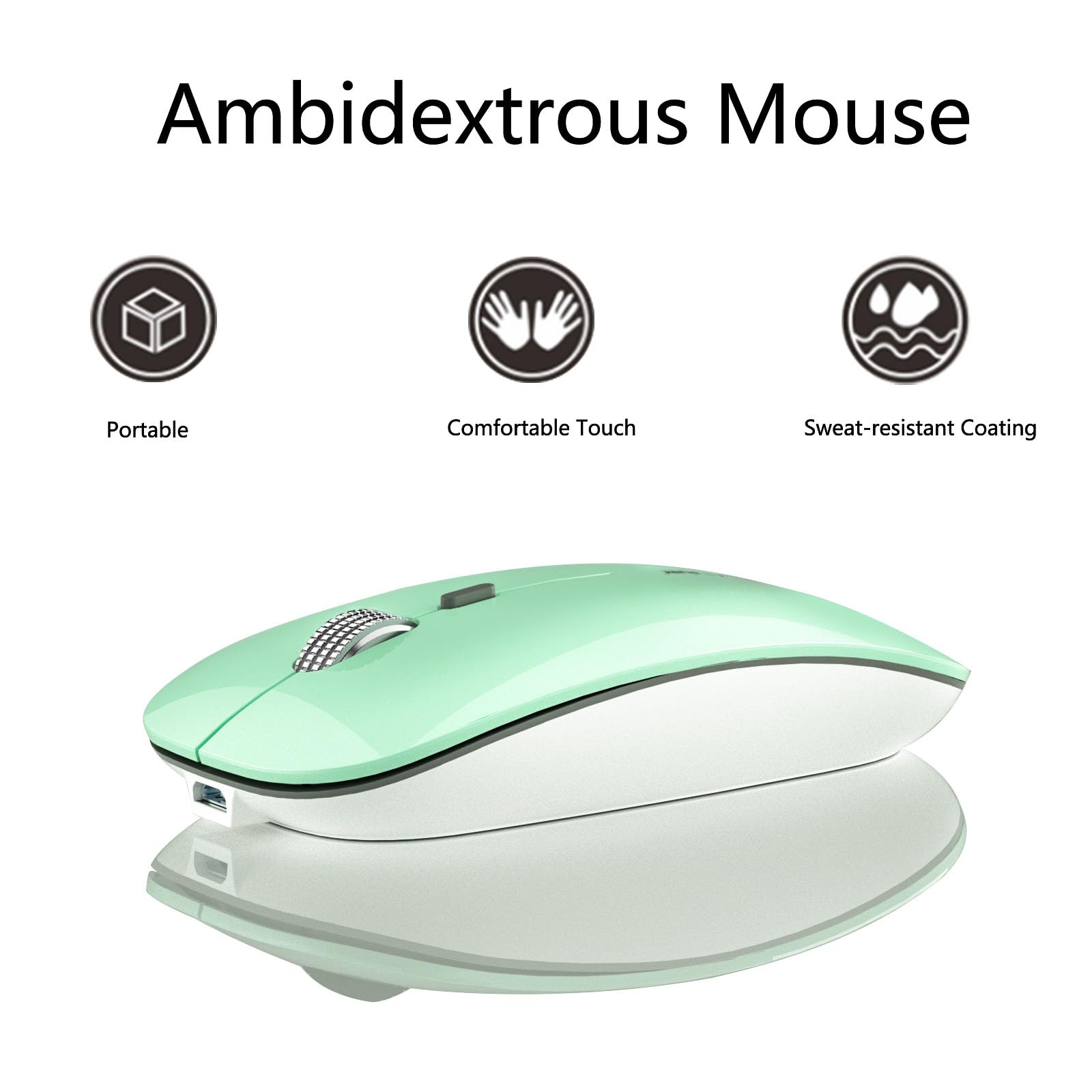 Foto 8 pulgar | Ratón Inalámbrico Uciefy Q5 Slim Recargable De 2 4 G  Color Verde Menta - Venta Internacional.