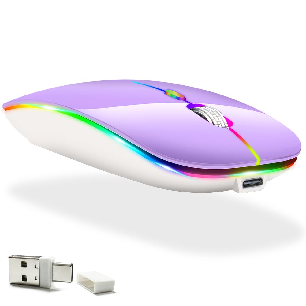 Ratón Bluetooth Klo Led Recargable Para Macbook Púrpura - Venta Internacional.