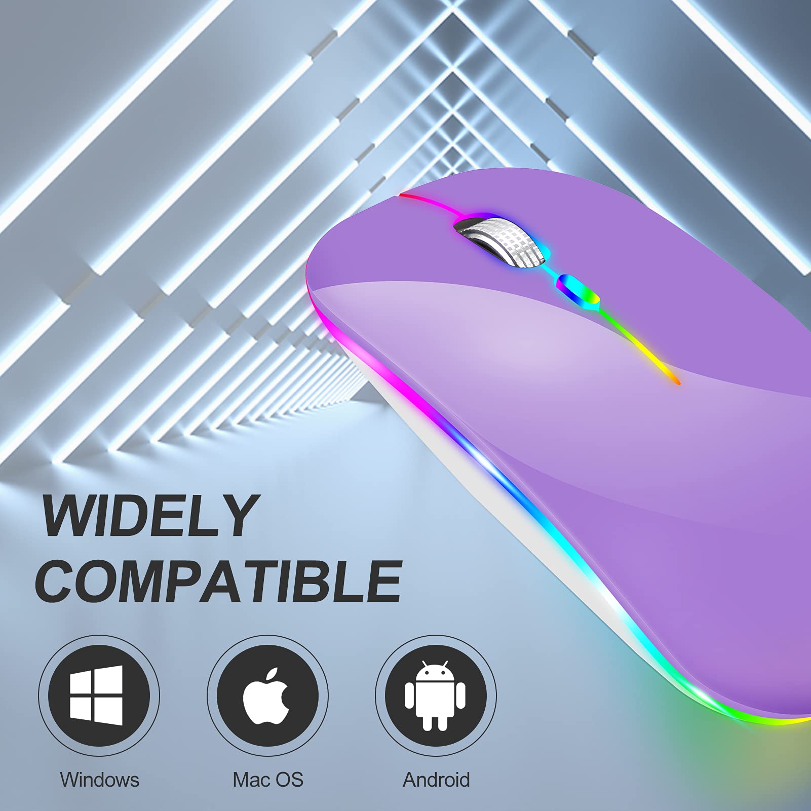 Foto 4 pulgar | Ratón Bluetooth Klo Led Recargable Para Macbook Púrpura - Venta Internacional.