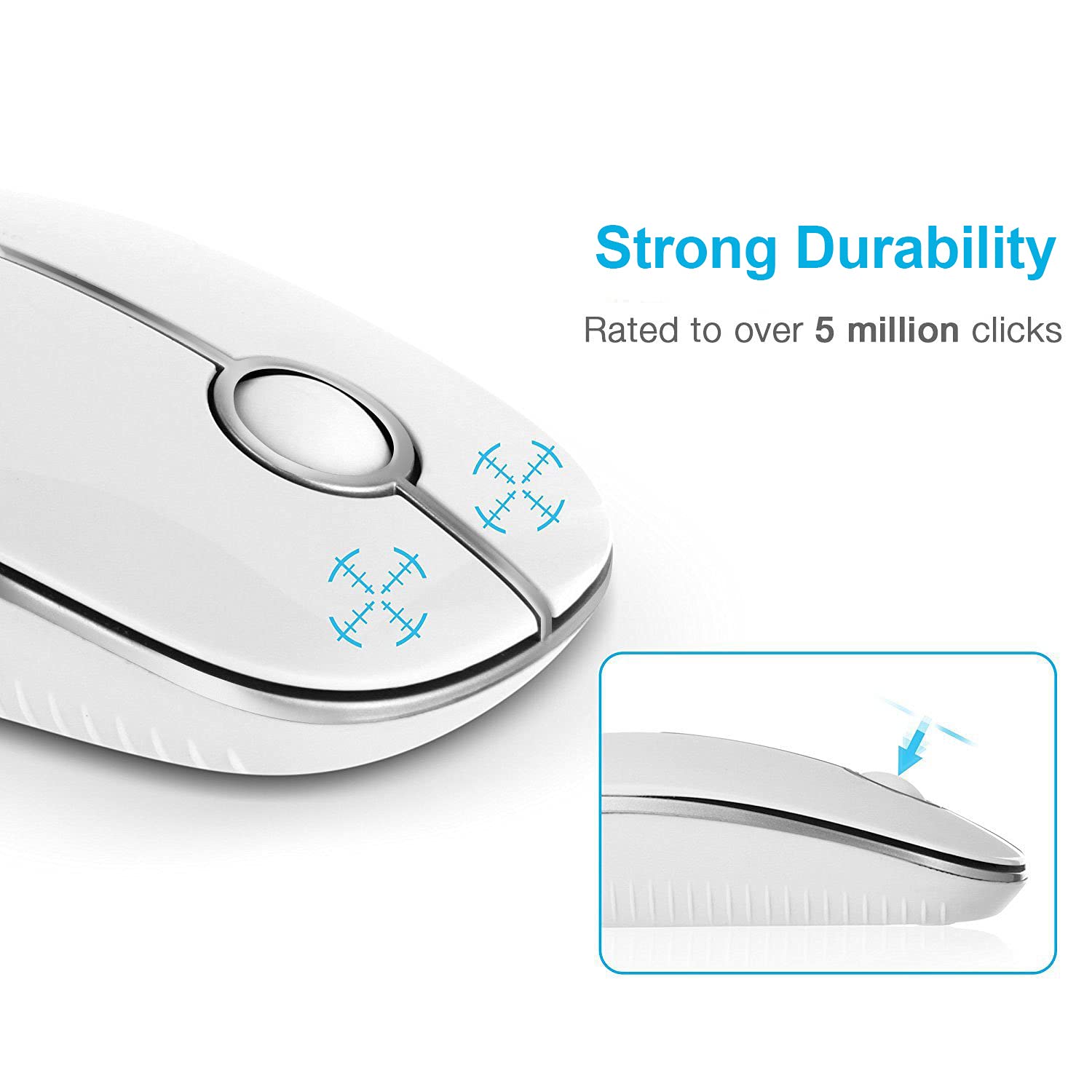Foto 3 pulgar | Ratón Inalámbrico Vssoplor 2.4g Slim Portable Para Pc Blanco/plateado - Venta Internacional.