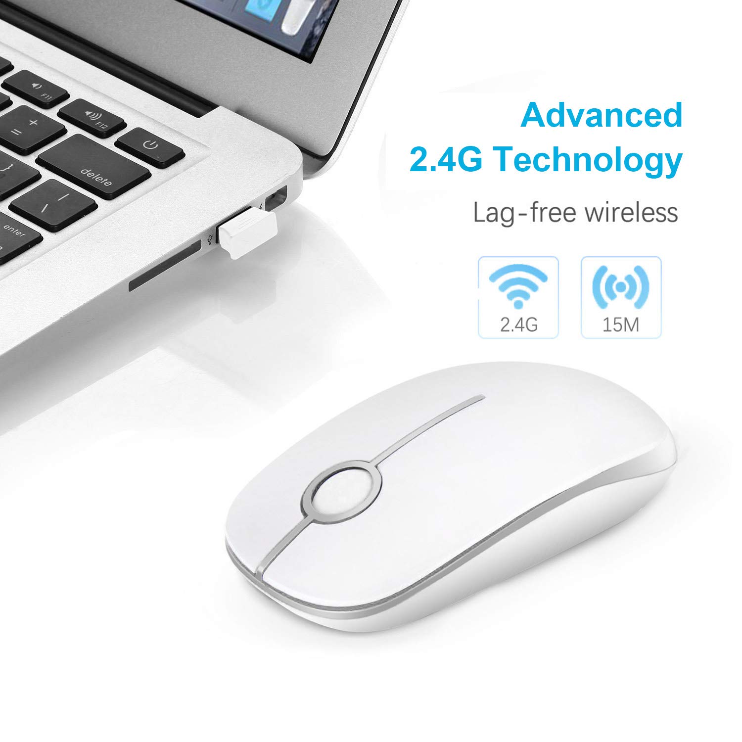 Foto 4 pulgar | Ratón Inalámbrico Vssoplor 2.4g Slim Portable Para Pc Blanco/plateado - Venta Internacional.