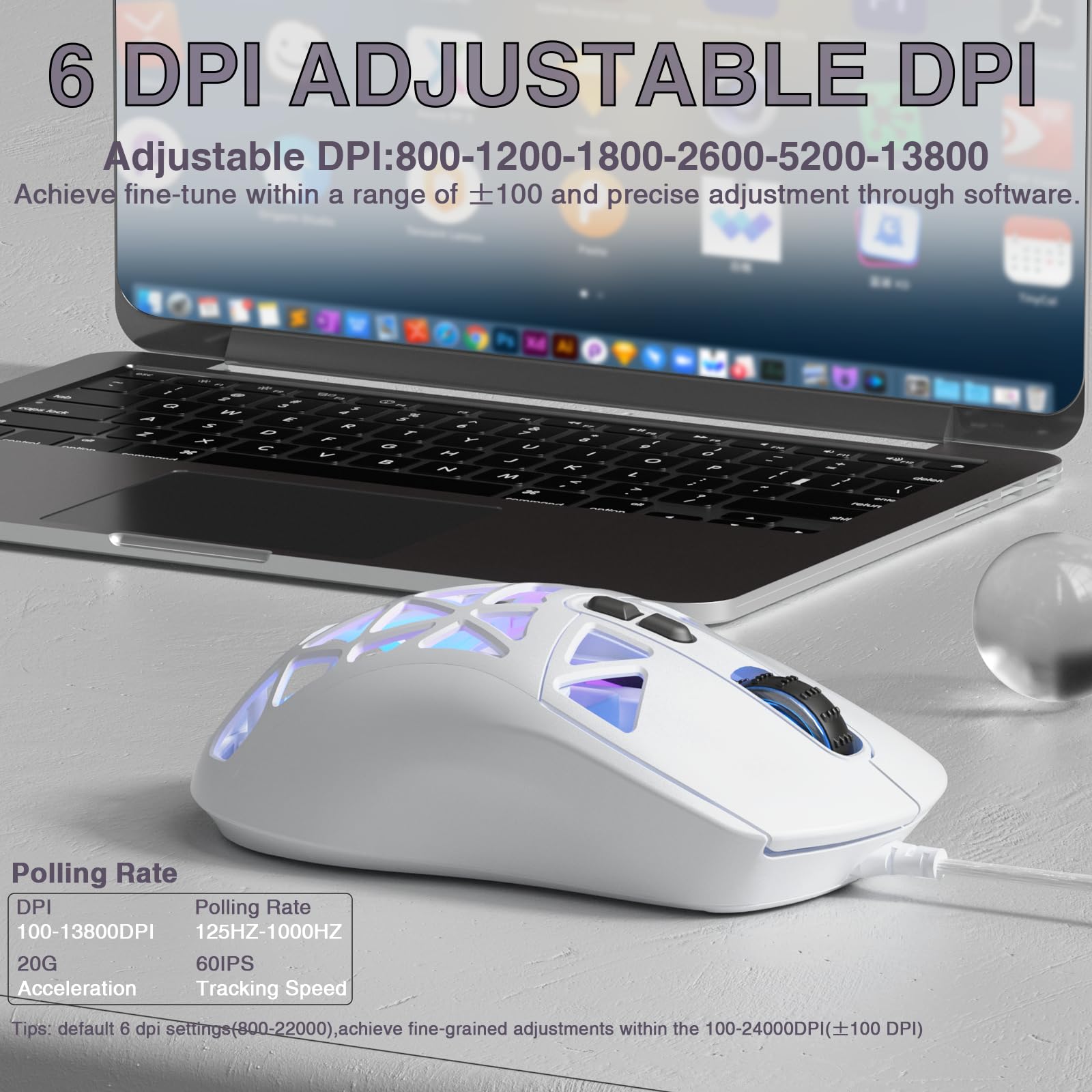Foto 4 pulgar | Ratón Para Juegos Solakaka Sm901 13800dpi Rgb Programable Blanco - Venta Internacional.