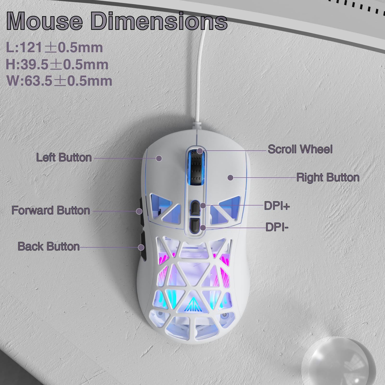 Foto 5 pulgar | Ratón Para Juegos Solakaka Sm901 13800dpi Rgb Programable Blanco - Venta Internacional.