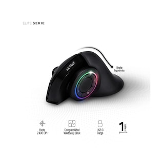Foto 3 | Mouse Vertical Inalámbrico Acteck Recargable Luz 6 Botones