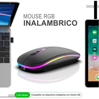 Foto 2 | Mouse Inalámbrico Recargable Ultradelgado y Silencioso RGB