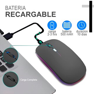 Foto 5 | Mouse Inalámbrico Recargable Ultradelgado y Silencioso RGB