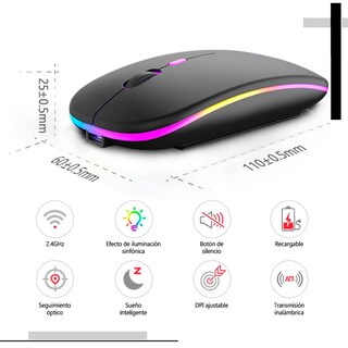 Foto 8 | Mouse Inalámbrico Recargable Ultradelgado y Silencioso RGB
