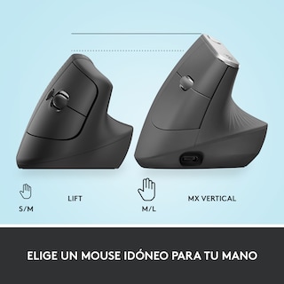 Foto 7 | Mouse Inalámbrico Logitech Vertical Ergonómico Lift color Negro
