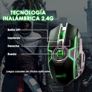 Foto 6 | Mouse Gamer Inalámbrico Starket Sk-052 Retroiluminado