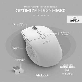 Foto 2 | Mouse Inalámbrico Acteck Mi680 color Blanco