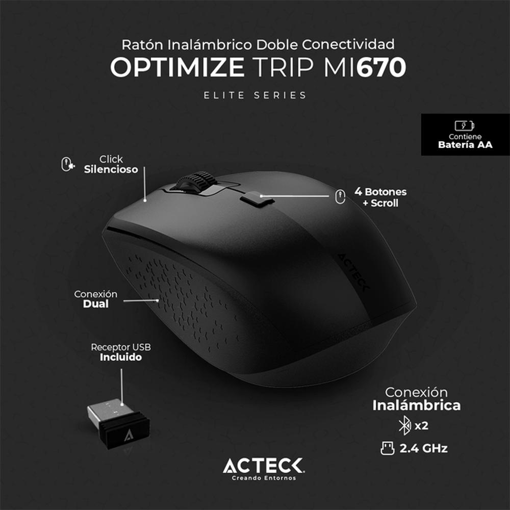 Foto 3 pulgar | Mouse Inalámbrico Acteck Mi670 color Negro