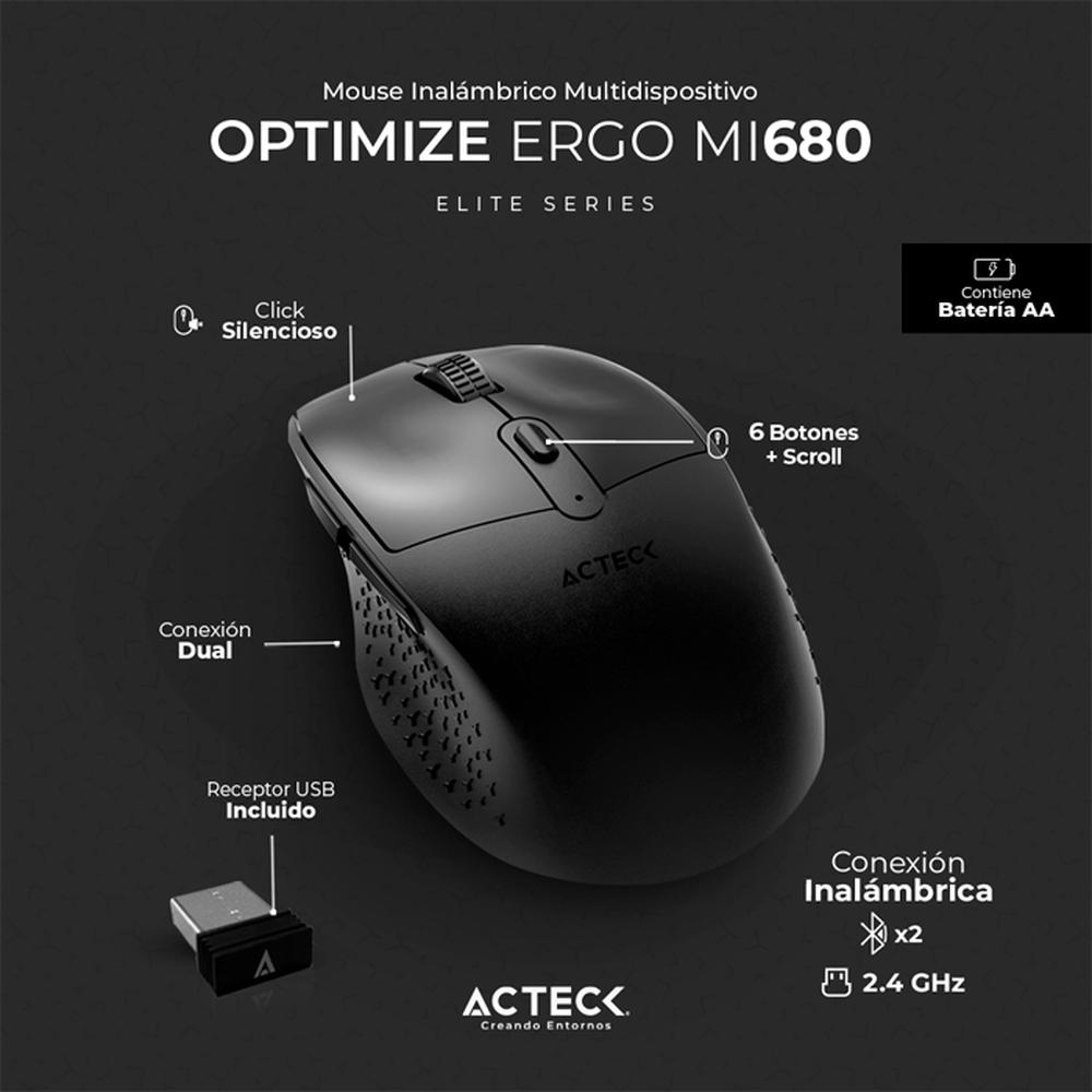 Foto 3 pulgar | Mouse Inalámbrico Acteck Mi680 color Negro