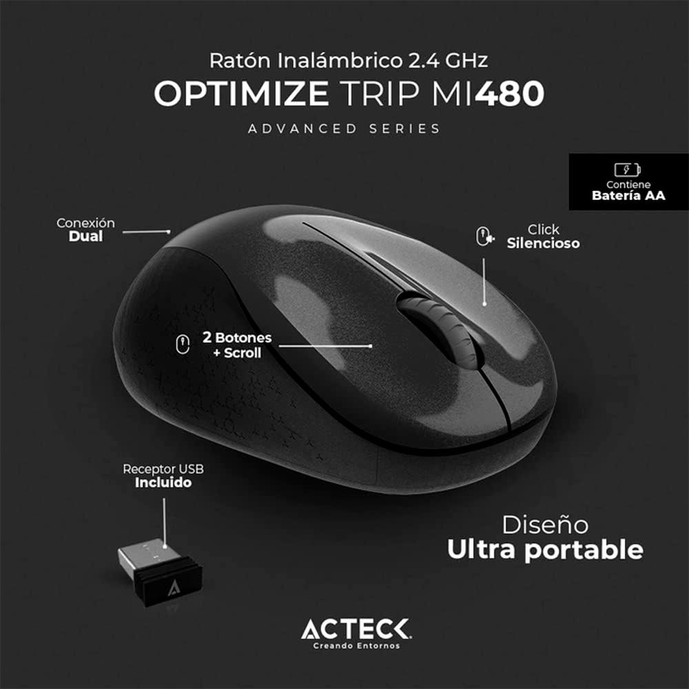 Foto 3 pulgar | Mouse Acteck Optimize Trip Mi480 1600dpi 2 Botones Inalámbrico color Negro