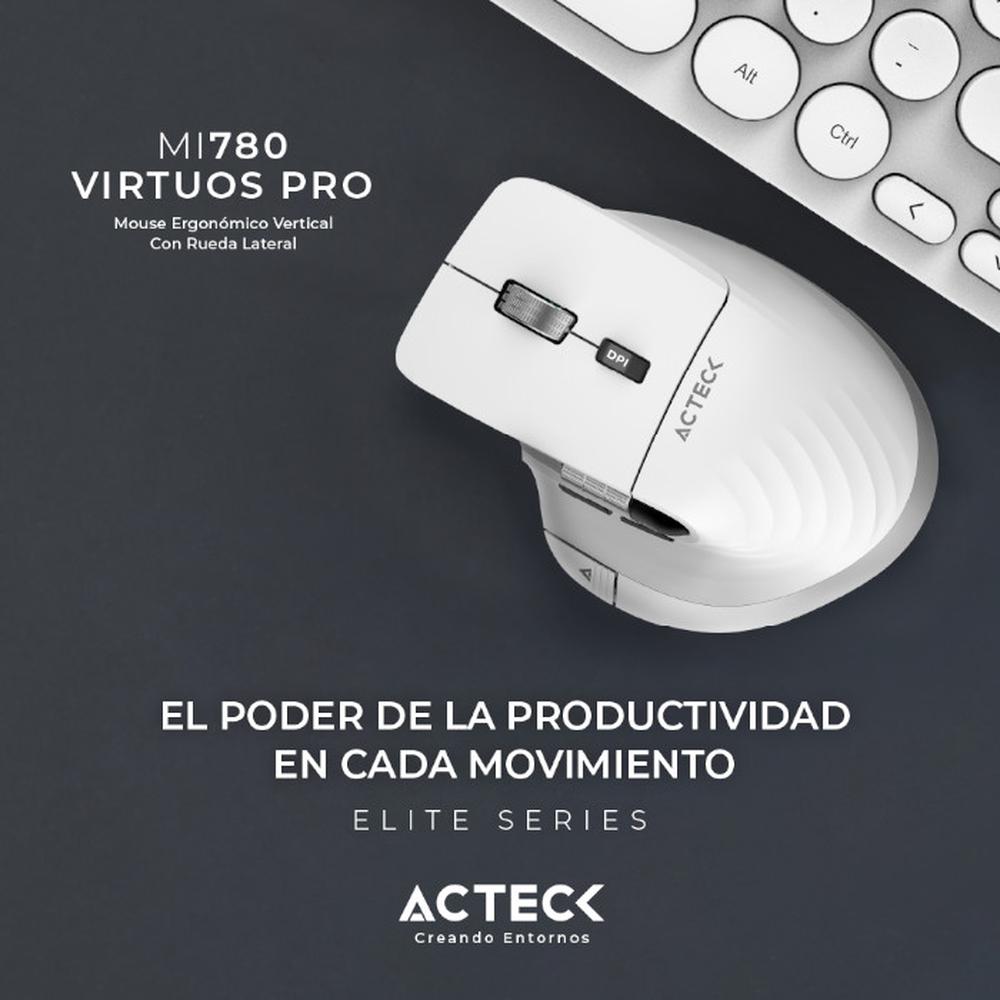 Foto 6 pulgar | Mouse Ergonómico Acteck Virtuos Pro Mi780 3000dpi Inalámbrico 8 Botones color Blanco Ac-936194