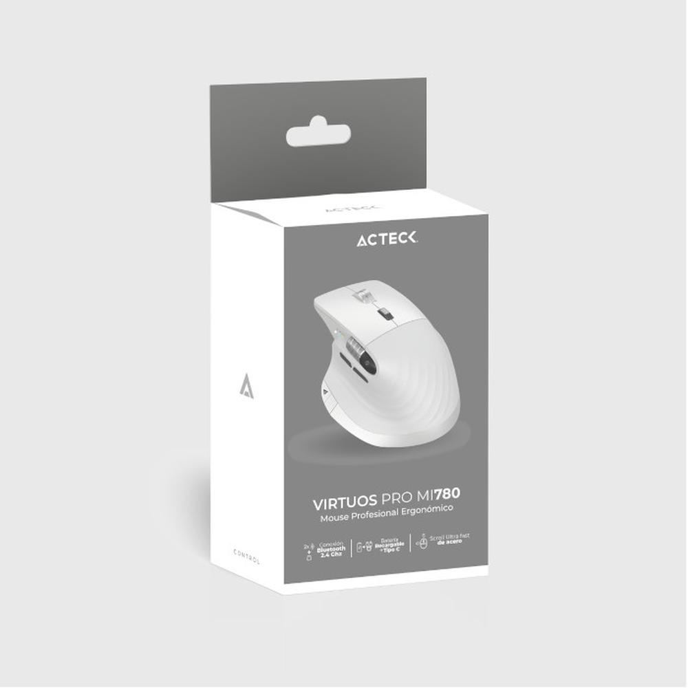 Foto 6 | Mouse Ergonómico Acteck Virtuos Pro Mi780 3000dpi Inalámbrico 8 Botones color Blanco Ac-936194