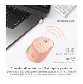 Foto 3 | Ratón Inalámbrico Recargable Bluetooth Silencioso Free wolf color Rosa