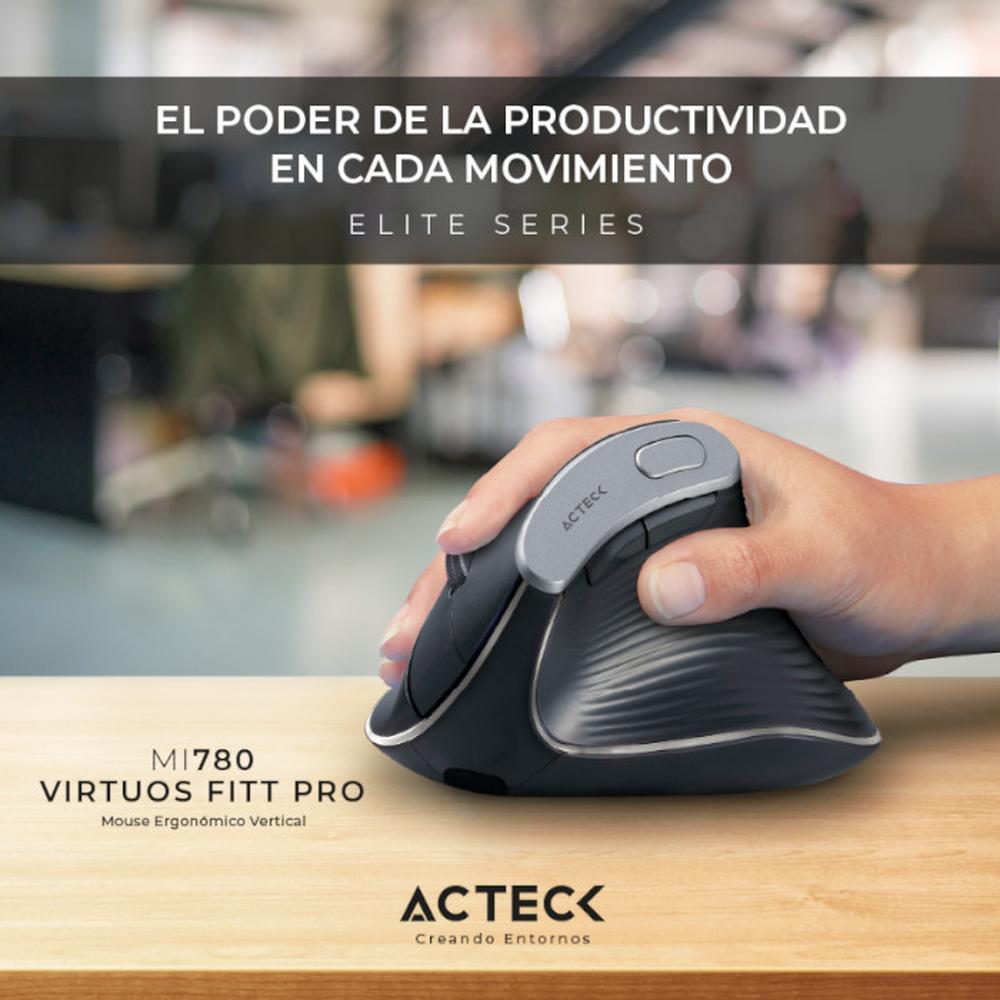 Foto 7 pulgar | Mouse Ergonomico Acteck Virtuos Fitt Pro Mi770 1600dpi Inalambrico 8 Botones Negro Ac-936200