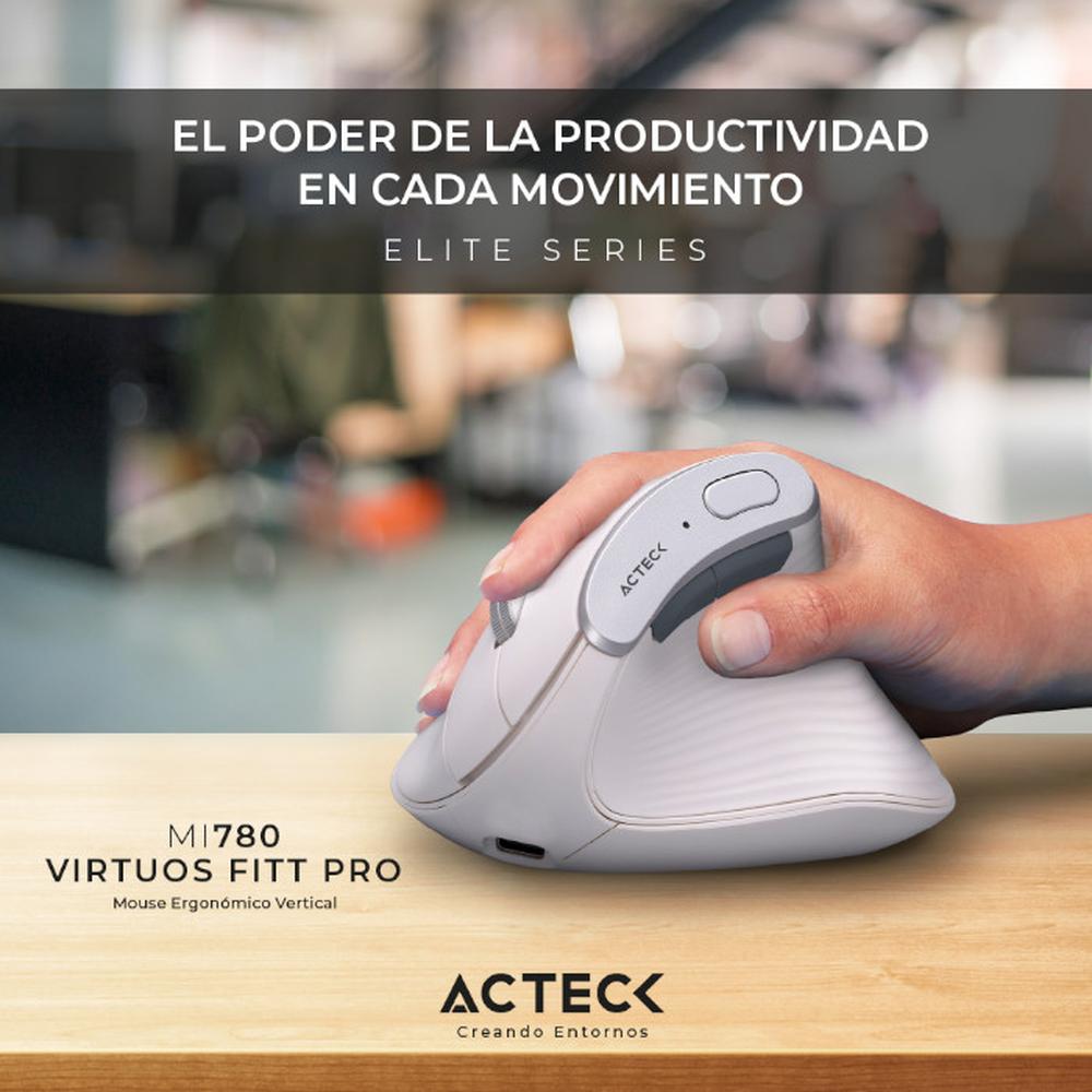 Foto 7 pulgar | Mouse Ergonomico Acteck Virtuos Fitt Pro Mi770 1600dpi Inalambrico 8 Botones Blanco Ac-936217