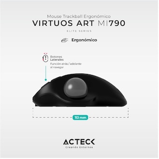 Foto 4 | Mouse Ergonómico Acteck Virtuos Art Mi790 1600dpi Inalámbrico 8 Botones Negro