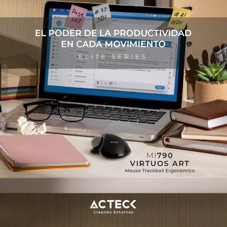 Foto 6 | Mouse Ergonómico Acteck Virtuos Art Mi790 1600dpi Inalámbrico 8 Botones Negro