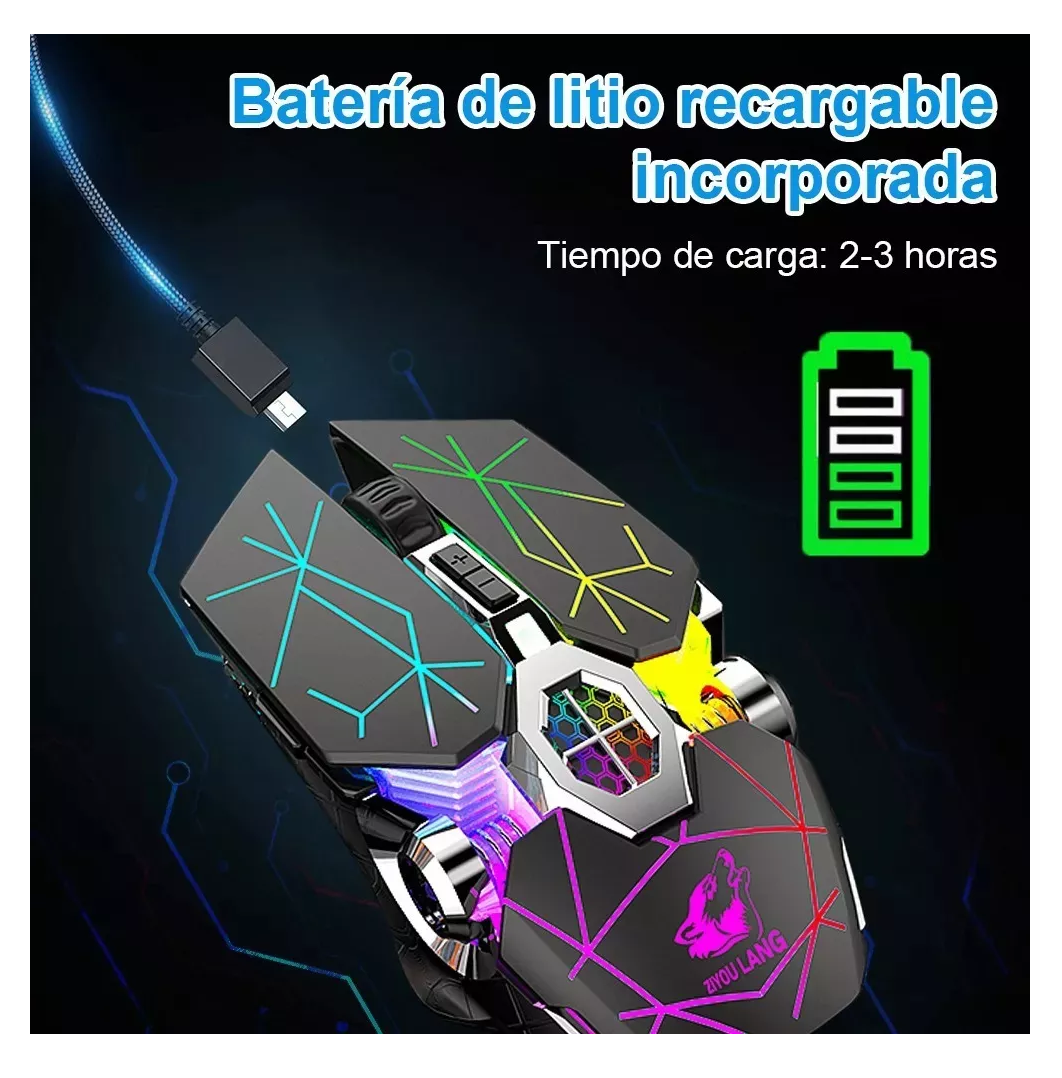 Foto 4 pulgar | Mouse Gamer Carga Inalámbrica Free Wolf X13 Star Black