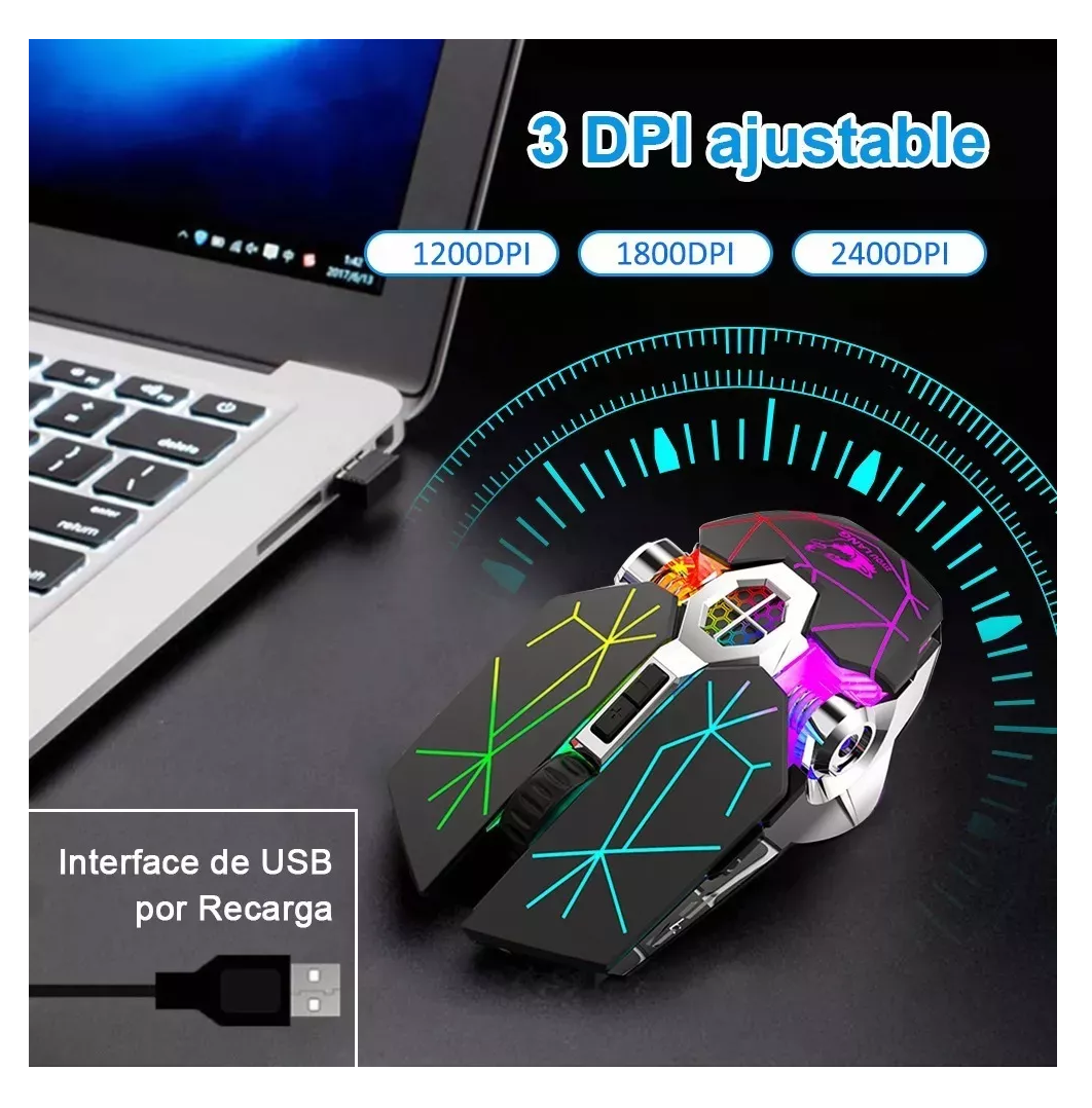 Foto 5 pulgar | Mouse Gamer Carga Inalámbrica Free Wolf X13 Star Black