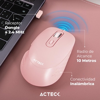 Foto 3 | Mouse Acteck Optimize Flow Mi480 Ergonomico 1600dpi 6 Botones Inalambrico Usb 2.4 Ghz Rosa Ac-939850