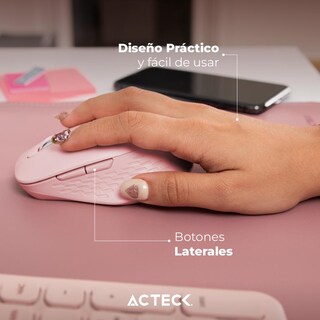 Foto 5 | Mouse Acteck Optimize Flow Mi480 Ergonomico 1600dpi 6 Botones Inalambrico Usb 2.4 Ghz Rosa Ac-939850