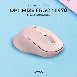Foto 2 | Mouse Acteck Optimize Ergo Mi470 Ergonomico 1600dpi 2 Botones Inalambrico Usb 2.4 Ghz Rosa Ac-939881