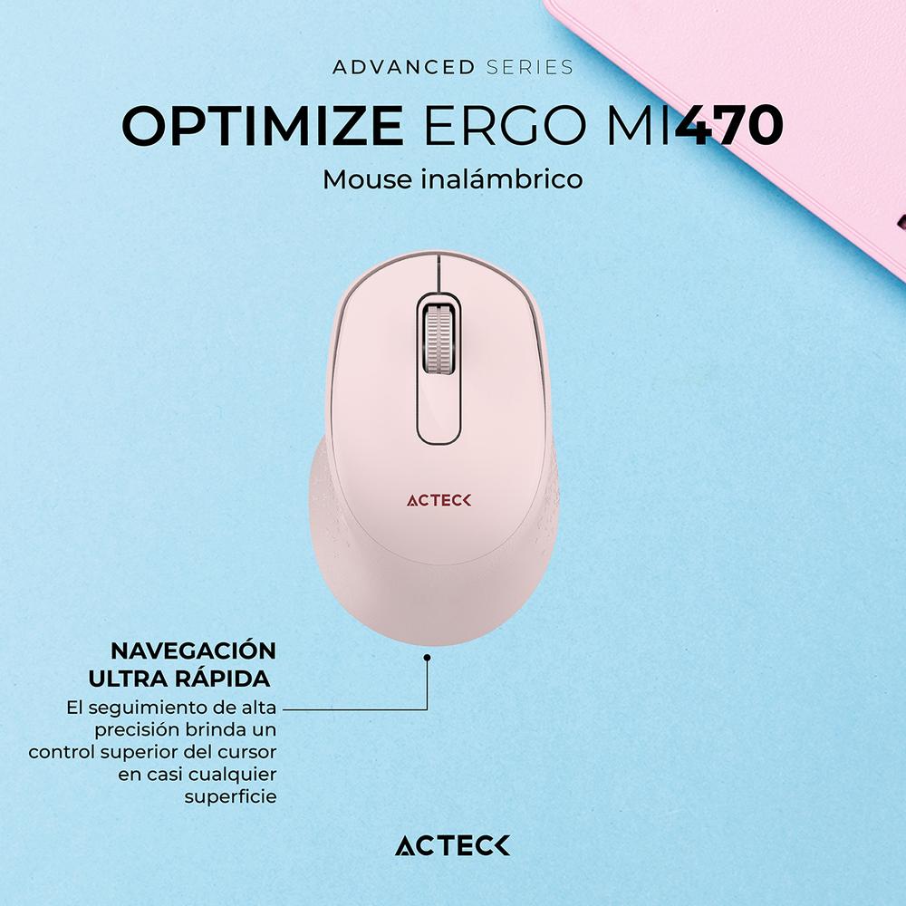 Foto 4 pulgar | Mouse Acteck Optimize Ergo Mi470 Ergonomico 1600dpi 2 Botones Inalambrico Usb 2.4 Ghz Rosa Ac-939881