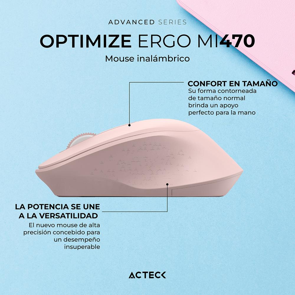 Foto 5 pulgar | Mouse Acteck Optimize Ergo Mi470 Ergonomico 1600dpi 2 Botones Inalambrico Usb 2.4 Ghz Rosa Ac-939881