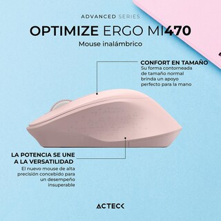 Foto 4 | Mouse Acteck Optimize Ergo Mi470 Ergonomico 1600dpi 2 Botones Inalambrico Usb 2.4 Ghz Rosa Ac-939881