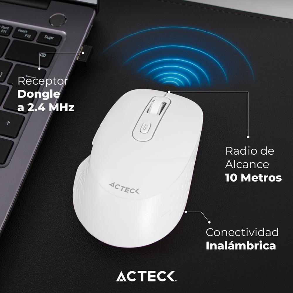 Foto 4 pulgar | Mouse Acteck Optimize Flow Mi480 Ergonomico 1600dpi 6 Botones Inalambrico Usb 2.4 Ghz Blanco Ac-9398