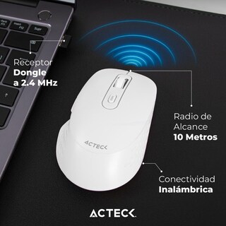 Foto 3 | Mouse Acteck Optimize Flow Mi480 Ergonomico 1600dpi 6 Botones Inalambrico Usb 2.4 Ghz Blanco Ac-9398