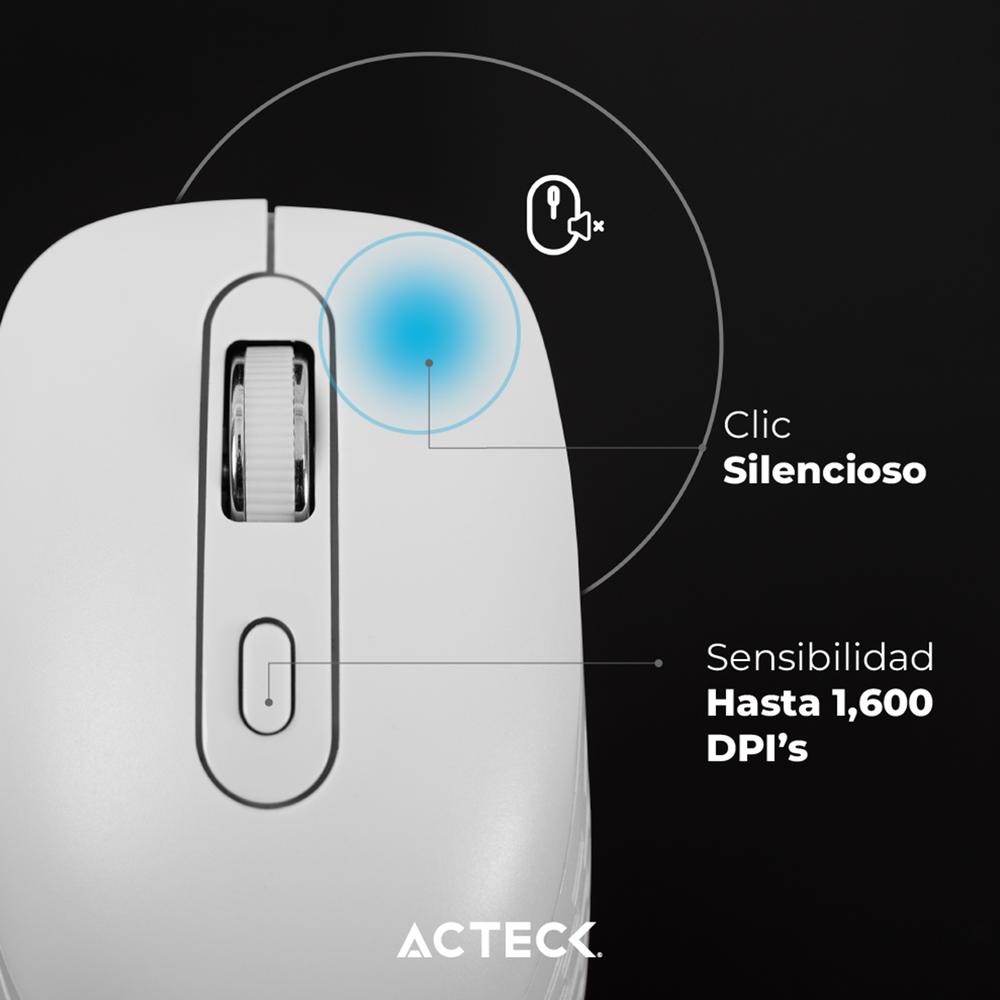 Foto 5 pulgar | Mouse Acteck Optimize Flow Mi480 Ergonomico 1600dpi 6 Botones Inalambrico Usb 2.4 Ghz Blanco Ac-9398