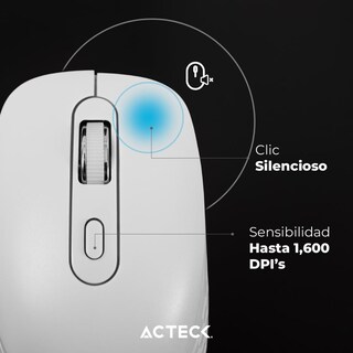 Foto 4 | Mouse Acteck Optimize Flow Mi480 Ergonomico 1600dpi 6 Botones Inalambrico Usb 2.4 Ghz Blanco Ac-9398