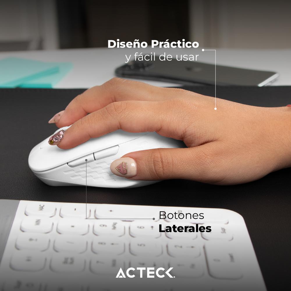 Foto 6 pulgar | Mouse Acteck Optimize Flow Mi480 Ergonomico 1600dpi 6 Botones Inalambrico Usb 2.4 Ghz Blanco Ac-9398