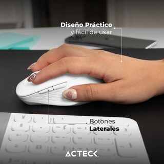 Foto 5 | Mouse Acteck Optimize Flow Mi480 Ergonomico 1600dpi 6 Botones Inalambrico Usb 2.4 Ghz Blanco Ac-9398