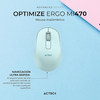 Foto 2 | Mouse Acteck Optimize Ergo Mi470 Ergonomico 1600dpi 2 Botones Inalambrico Usb 2.4 Ghz Tiffany Ac-939