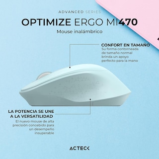 Foto 4 | Mouse Acteck Optimize Ergo Mi470 Ergonomico 1600dpi 2 Botones Inalambrico Usb 2.4 Ghz Tiffany Ac-939