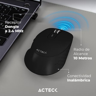 Foto 3 | Mouse Acteck Optimize Flow Mi480 Ergonomico 1600dpi 6 Botones Inalambrico Usb 2.4 Ghz Negro Ac-93983