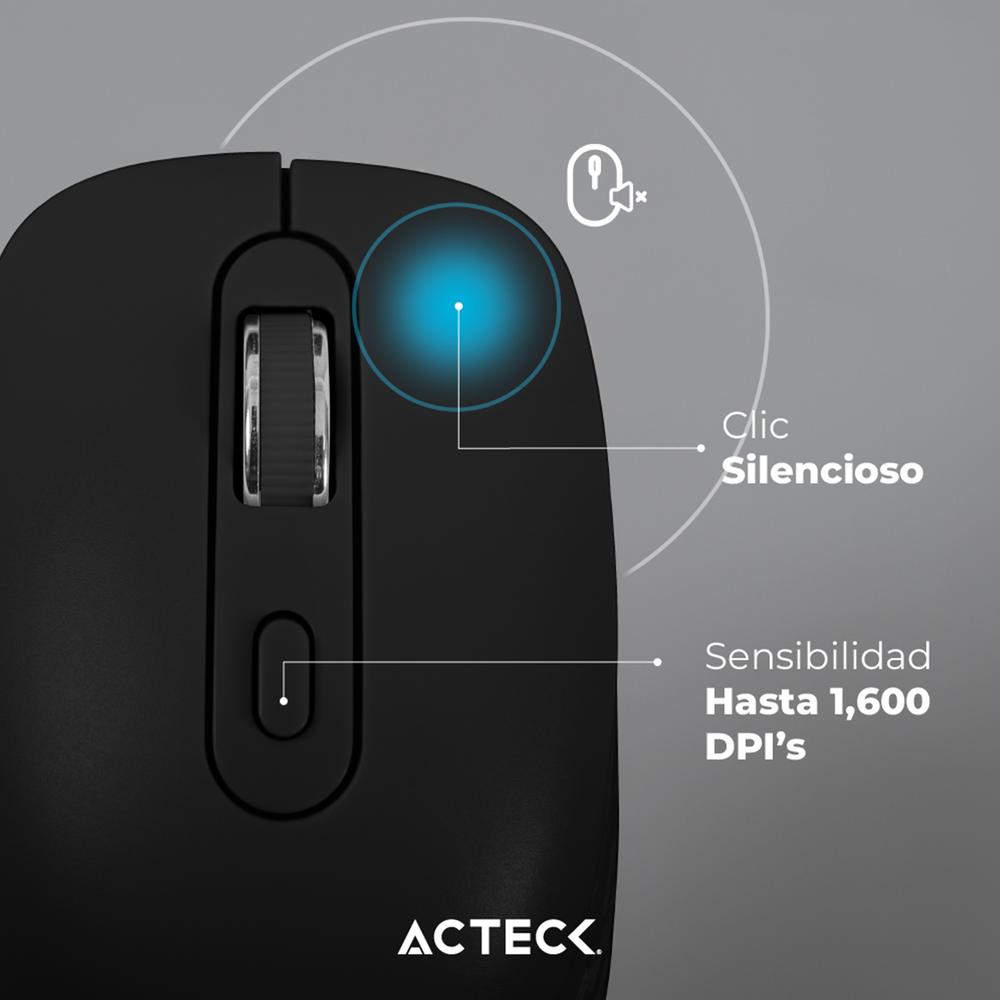 Foto 5 pulgar | Mouse Acteck Optimize Flow Mi480 Ergonomico 1600dpi 6 Botones Inalambrico Usb 2.4 Ghz Negro Ac-93983