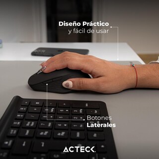 Foto 5 | Mouse Acteck Optimize Flow Mi480 Ergonomico 1600dpi 6 Botones Inalambrico Usb 2.4 Ghz Negro Ac-93983