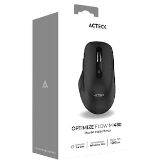 Foto 6 | Mouse Acteck Optimize Flow Mi480 Ergonomico 1600dpi 6 Botones Inalambrico Usb 2.4 Ghz Negro Ac-93983